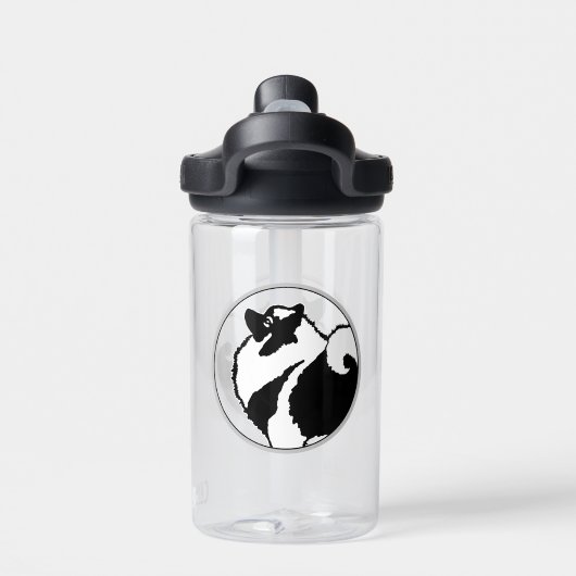 キーソングラフィックス – かわいいオリジナルドッグアート ウォーターボトル (背面)