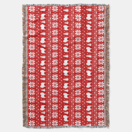 キーソンドッグシルエットフェスティバルクリスマスパターン スローブランケット (正面縦)