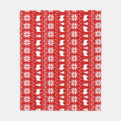 キーソンドッグシルエットフェスティバルクリスマスパターン フリースブランケット (正面)