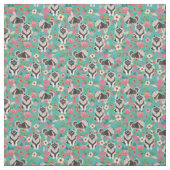 キーソンドッグヴィンテージフローラターコイズ ファブリック (見本)