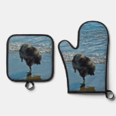 キーソンバレエ写真可愛いオリジナルドッグアート 鍋つかみ&鍋敷きセット (正面)