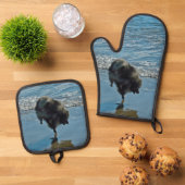 キーソンバレエ写真可愛いオリジナルドッグアート 鍋つかみ&鍋敷きセット (トップダウン)