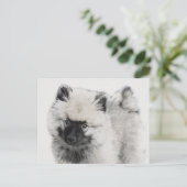 キーソンパピースケッチ – かわいいオリジナルドッグアート ポストカード (スタンド正面)