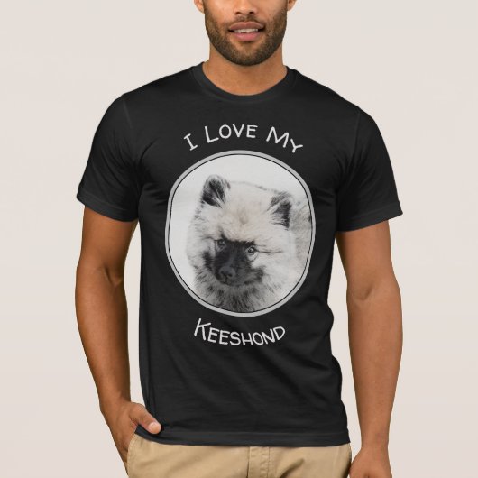 キーソンパピースケッチ – かわいいオリジナルドッグアート Tシャツ (正面)