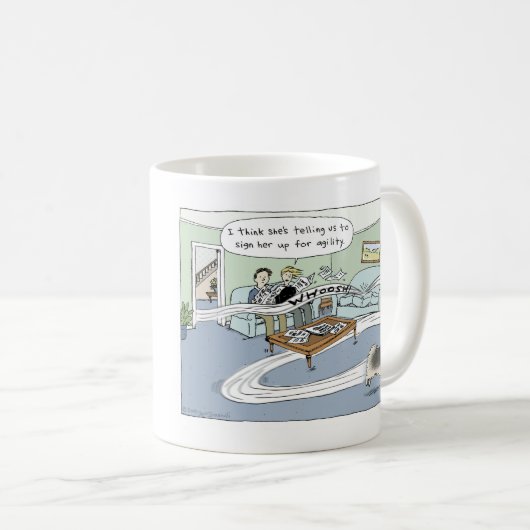 キーソン漫画の犬の敏捷性 |可愛いキーシー コーヒーマグカップ (正面右)