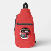 キーソン絵を描のクリスマスの古い赤いトラックの犬のアート スリングバッグ (正面)