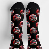 キーソン絵を描のクリスマスの古い赤いトラックの犬のアート ソックス (上部)