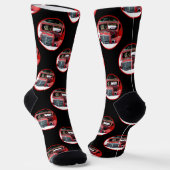 キーソン絵を描のクリスマスの古い赤いトラックの犬のアート ソックス (傾斜あり)