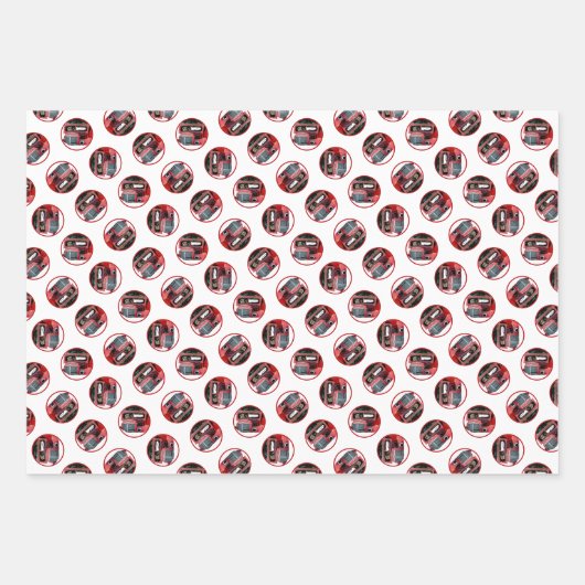 キーソン絵を描のクリスマスの古い赤いトラックの犬のアート ラッピングペーパーシート (正面2)