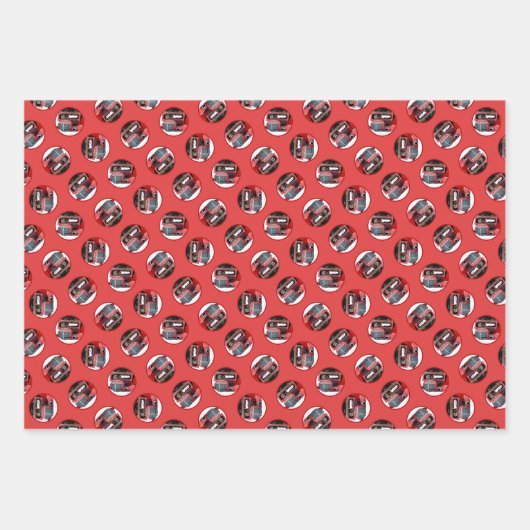 キーソン絵を描のクリスマスの古い赤いトラックの犬のアート ラッピングペーパーシート (正面)