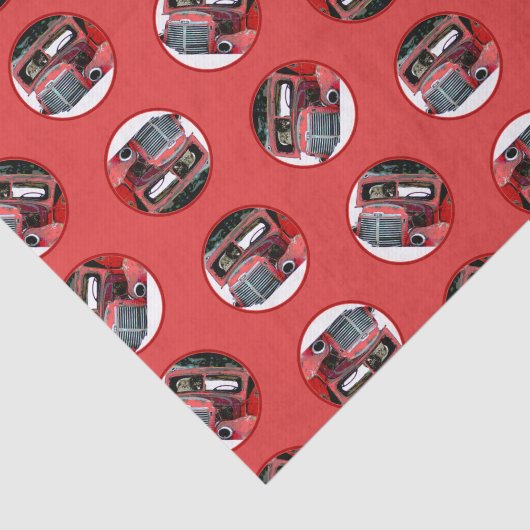 キーソン絵を描のクリスマスの古い赤いトラックの犬のアート 薄葉紙 (詳細)