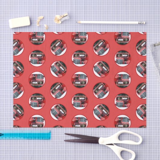 キーソン絵を描のクリスマスの古い赤いトラックの犬のアート 薄葉紙 (クラフト)