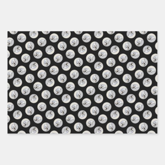 キーソン絵を描の眠っている子犬オリジナルドッグアート ラッピングペーパーシート (正面3)