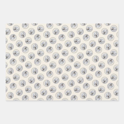 キーソン絵を描の眠っている子犬オリジナルドッグアート ラッピングペーパーシート (正面)