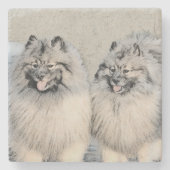 キーソン絵画ブラザーズ – オリジナルドッグアート ストーンコースター (正面)