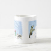 キーソン雪の犬かわいい冬のシーンを維持 コーヒーマグカップ (中央)