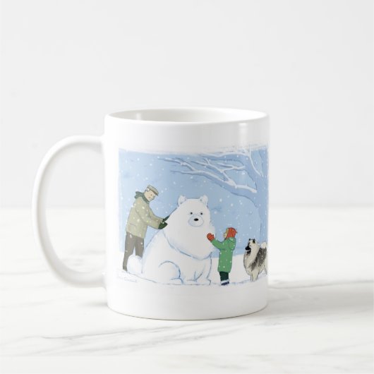 キーソン雪の犬かわいい冬のシーンを維持 コーヒーマグカップ (左)