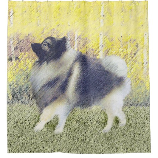 キーソン《植物》アスペン絵画ズ – かわいいオリジナルドッグアート シャワーカーテン (正面)