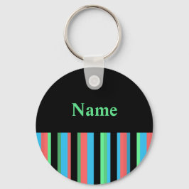 キーチかわいらしェンストライプのテンプレート – グリーン文字 キーホルダー