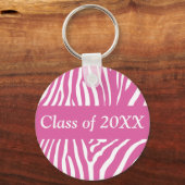 キーチェパーソナライズされたーンのゼブラクラス キーホルダー (正面)