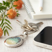 キーチェパーソナライズされたーンビーチサンセットパームツリーSrt キーホルダー (側面)