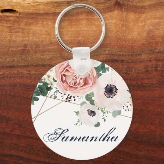 キーチェパーソナライズされたーン幾何学的ガーデンバラアネモ キーホルダー (正面)