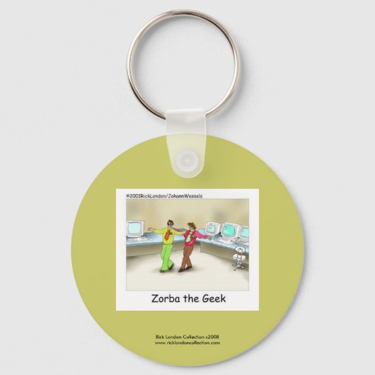 キーチェーおもしろいン上のコンピュータギーク漫画 キーホルダー (正面)