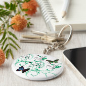 キーチェーンつる植物&蝶グリーンカラー キーホルダー (側面)