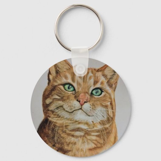 キーチェーンにぶち猫 キーホルダー (正面)