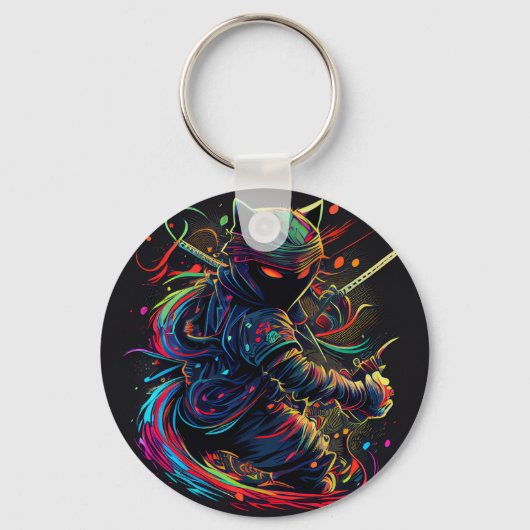 キーチェーンを使って忍者猫をどこでも楽しめる キーホルダー (正面)