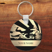 キーチェーンオートバイクバイクバイクもしくは自転車に乗る人セピア キーホルダー (正面)