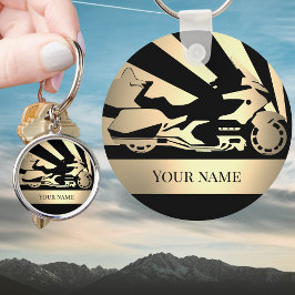 キーチェーンオートバイクバイクバイクもしくは自転車に乗る人セピア キーホルダー