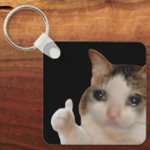 キーチェーンサムズアップOkキャットミーム キーホルダー (正面)
