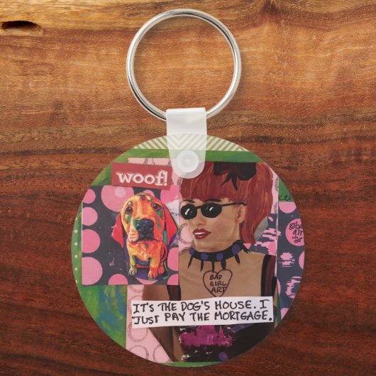キーチェーンドッグの家私はちょうど住宅ローンを支払う キーホルダー (正面)