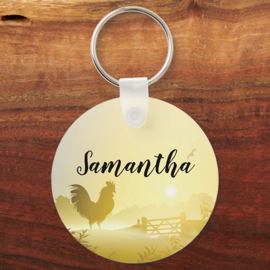 キーチェーンパーソナライズされたサニーモーニングファームカントリー キーホルダー (正面)