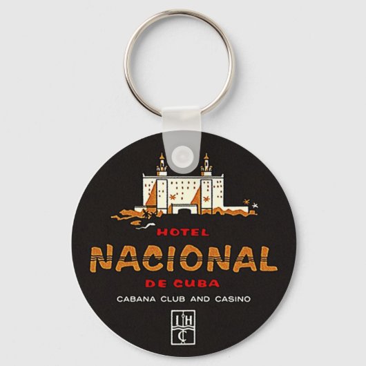 キーチェーンホテルナシオナルデキューバヴィンテージ広告ラベル キーホルダー (正面)