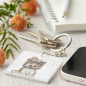 キーチェーン上の猫とマウスのデザイン キーホルダー (正面右)