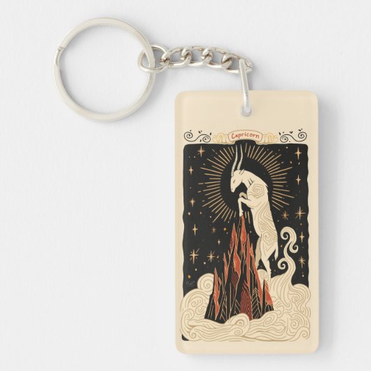 キーチェーン山羊座シナ〔占星術の〕十二宮図アート キーホルダー (正面)