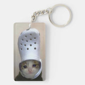 キーチェーン泣き叫びキャットクロクハットミーム キーホルダー (裏面)