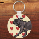 キーチェーン – ブフランスのルドッグ (正面)