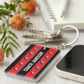 キーチェーン、レッドブラック、名前、サッカーコーチ/プレーヤー キーホルダー (正面右)