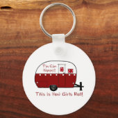 キーチェーン |ヴィンテージレッドレトロキャンパートレーラー (正面)