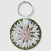 キーチェーン – 基本 – ホワイト/ピンク学士のボタン (正面)