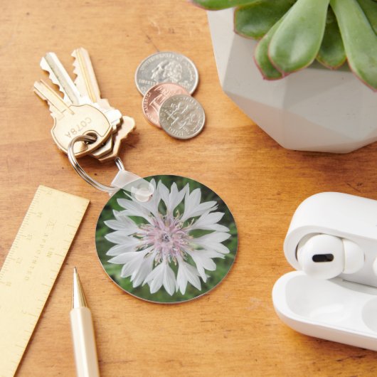 キーチェーン – 基本 – ホワイト/ピンク学士のボタン (デスク)