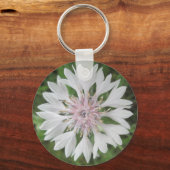 キーチェーン – 基本 – ホワイト/ピンク学士のボタン (正面)