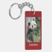 キーチェーン、長方形両面巨大パンダ キーホルダー (正面左)