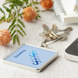 キーチェーン – 青の名前とイニシャル