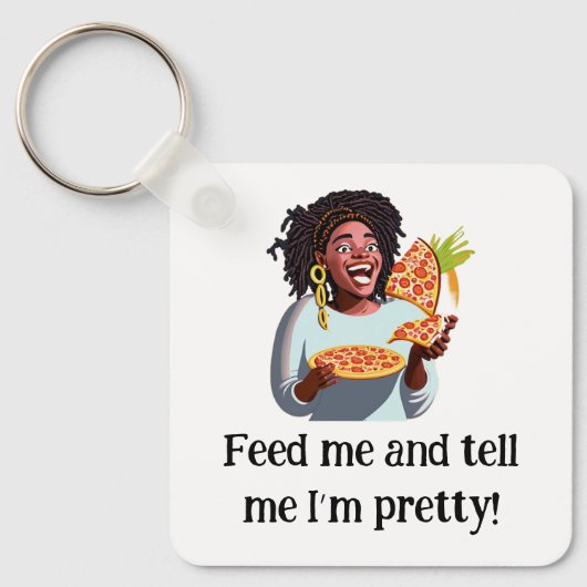 キーチェ食べ物を与えーン – 私は自分だと言かわいらしう キーホルダー (正面)