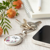 キーチパーソナライズされたェイン熱帯花オンホワイト キーホルダー (側面)