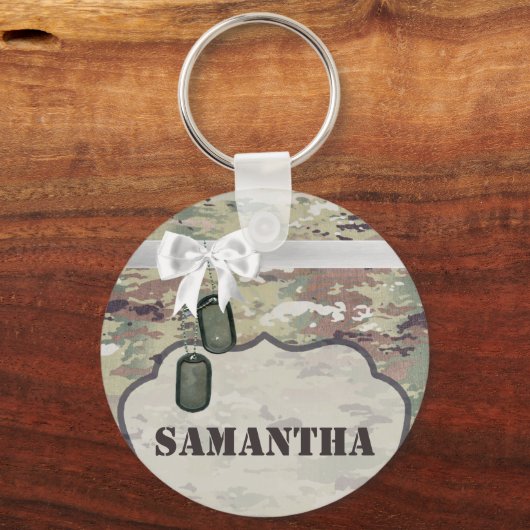 キーチパーソナライズされたェイン軍OCP迷彩柄ユニフォームCamof キーホルダー (正面)